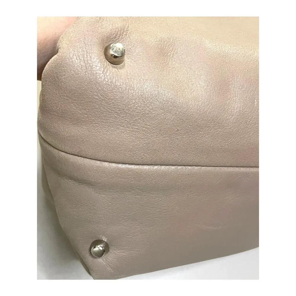 Furla Taupe Leather Top Handle Bag Designer Handbag Silver Embellishments - Picture 11 of 13
